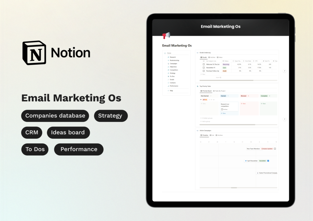 Email Marketing Notion template