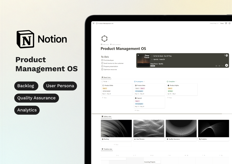 Streamline product development in Notion: plan, prioritize, and innovate effortlessly.